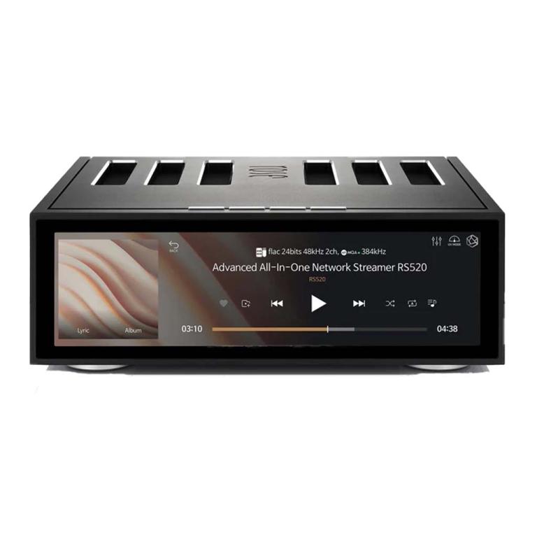 Front side view of HiFi Rose RS520 integrated amplifier