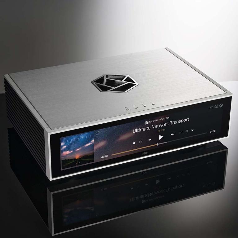 A side view of the RS130 Ultimate Network Transport (silver variant)